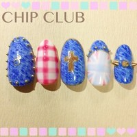 デニム&ギンガムチェックネイル