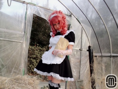 [いにしえのコスプレ写真展]黒メイド コスプレ。1