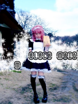 [いにしえのコスプレ写真展]黒メイド コスプレ。2