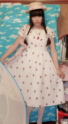 RomaticStrawberryﾛﾝｸﾞOP+dot tulle ｶﾝｶﾝ帽ﾛﾘｨﾀ｡1