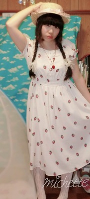 RomaticStrawberryﾛﾝｸﾞOP+dot tulle ｶﾝｶﾝ帽ﾛﾘｨﾀ｡3