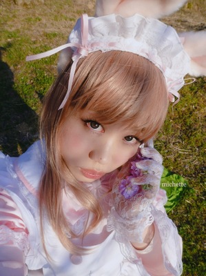 ピンクうさみみピンクメイドコスプレ。6