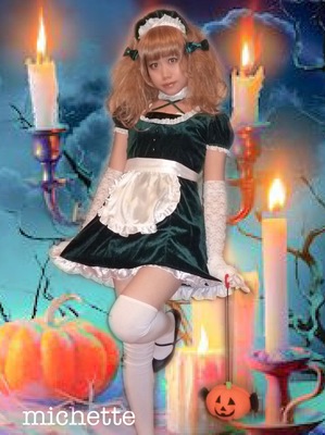[いにしえのコスプレ写真展] ハロウィン風緑メイド コスプレ。ex.1