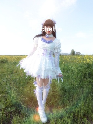 原创双生暗黑gothic白哥特lolitaOP+ﾁｮｰｶｰ+ﾚｯｸﾞﾘﾝｸﾞﾛﾘｨﾀ｡1
