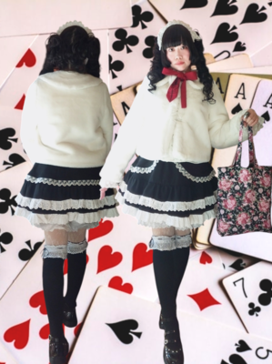 ﾌｧｰｺｰﾄ+ﾈｸﾀｲ+ﾁｭｰﾙﾚｰｽ&綿ﾚｰｽ付きﾌﾚｱｽｶｰﾄﾛﾘｨﾀ｡1