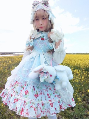 いちごとさくらんぼ柄ﾌﾘﾙJSK&ﾘﾎﾞﾝKC+Heart Fairyﾌﾘﾙｴﾌﾟﾛﾝﾛﾘｨﾀ｡1