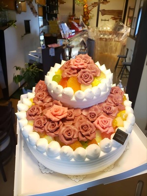 バラ2段ケーキ