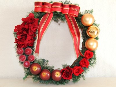 クリスマスリース「ｒｅｄ×ｇｏｌｄ」