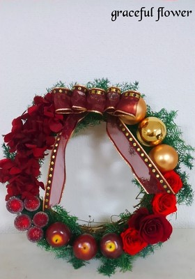 クリスマスリース　　　　　　レッド×ゴールド