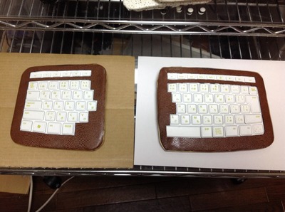 手作りワイヤレスキーボード (メンブレンキー、ブラウン革仕様)